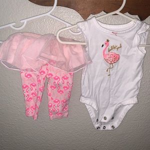 Carters Flamingo onesie and pant/tutu set